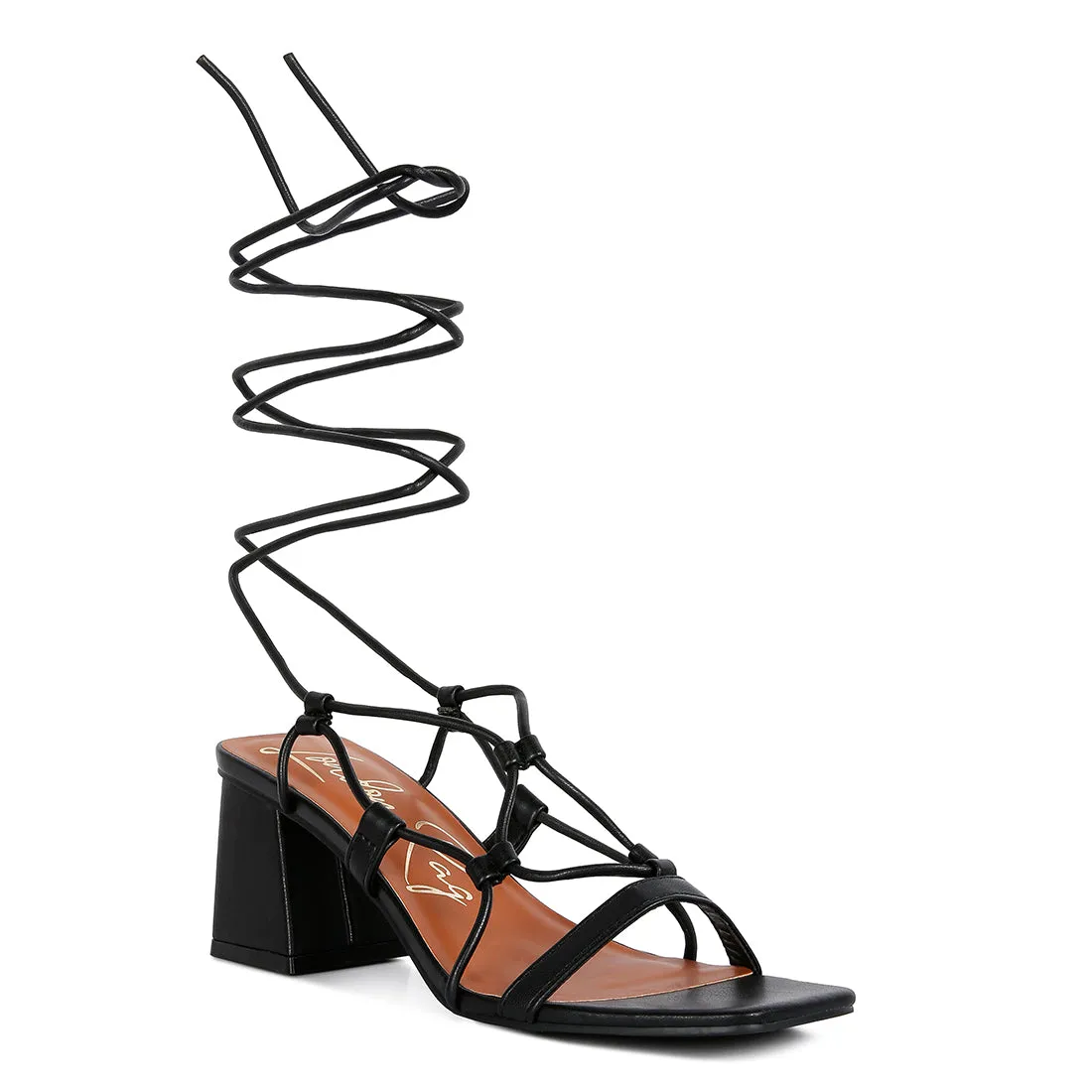Lace Up Block Heeled Sandal