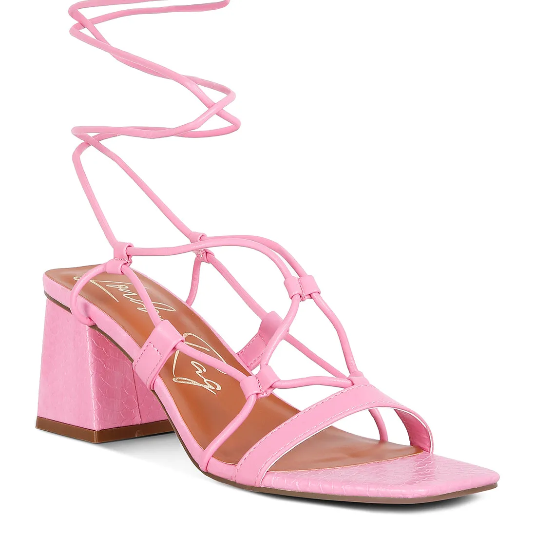 Lace Up Block Heeled Sandal