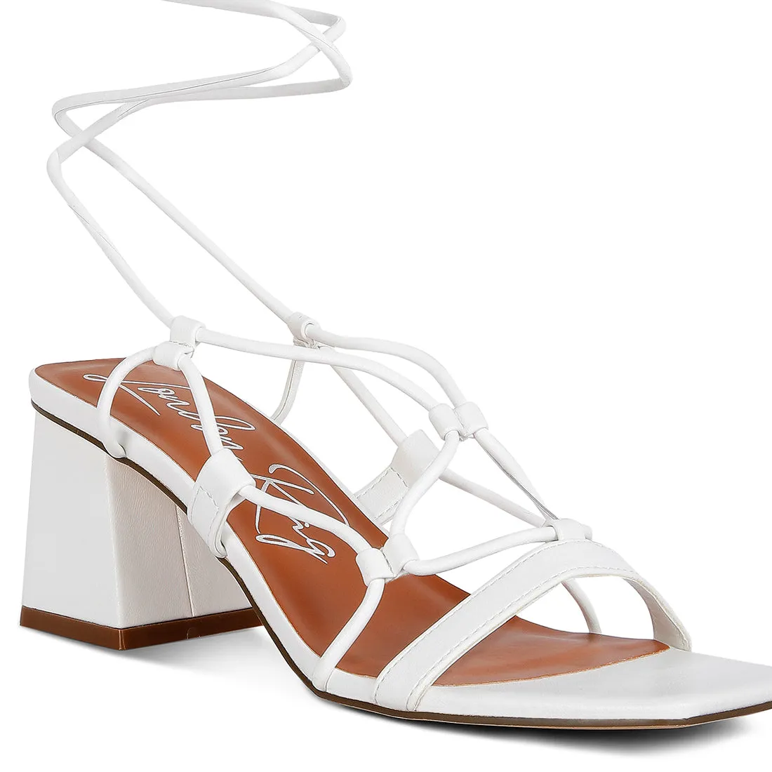 Lace Up Block Heeled Sandal