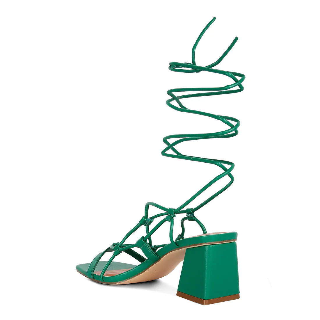 Lace Up Block Heeled Sandal