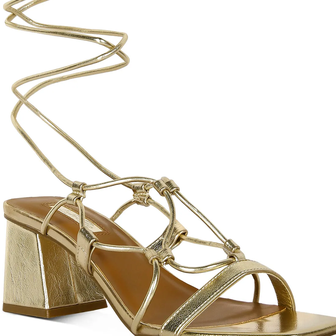 Lace Up Block Heeled Sandal