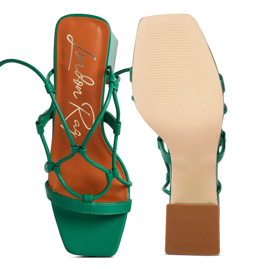 Lace Up Block Heeled Sandal