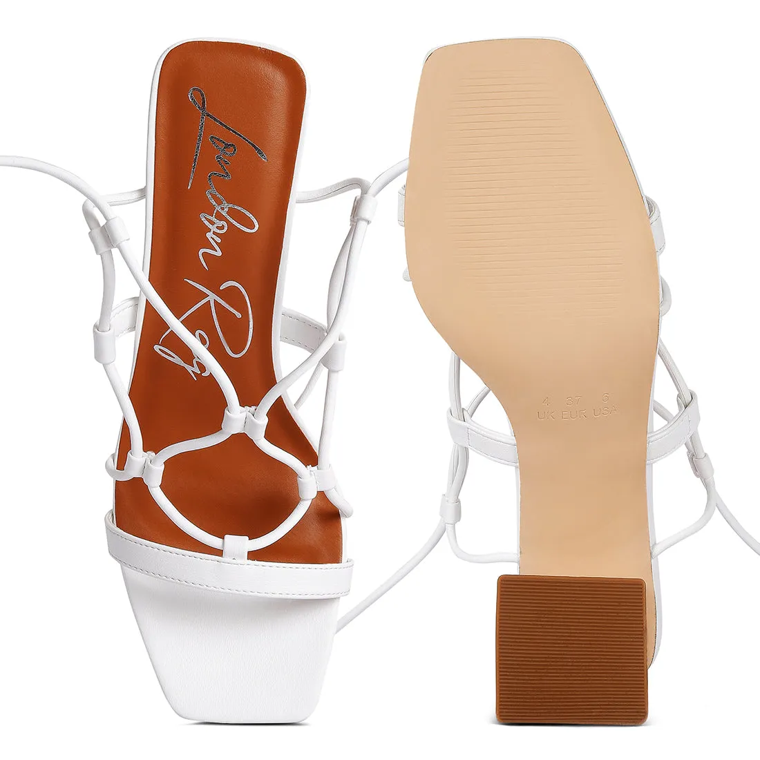 Lace Up Block Heeled Sandal