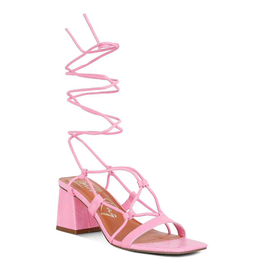 Lace Up Block Heeled Sandal
