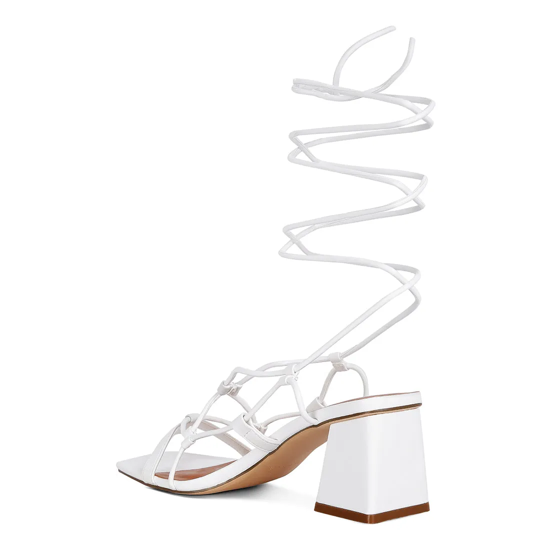 Lace Up Block Heeled Sandal
