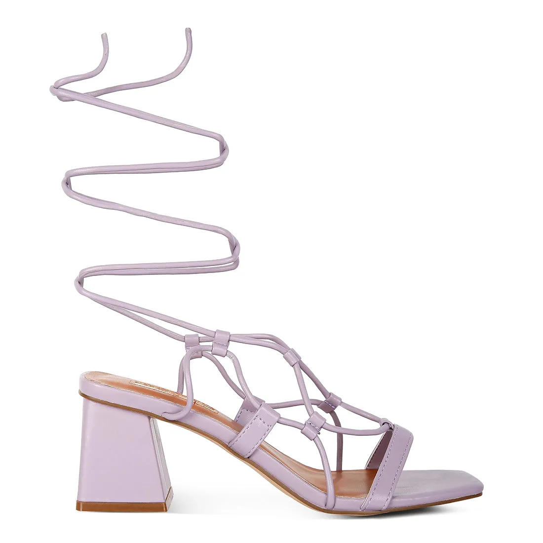 Lace Up Block Heeled Sandal