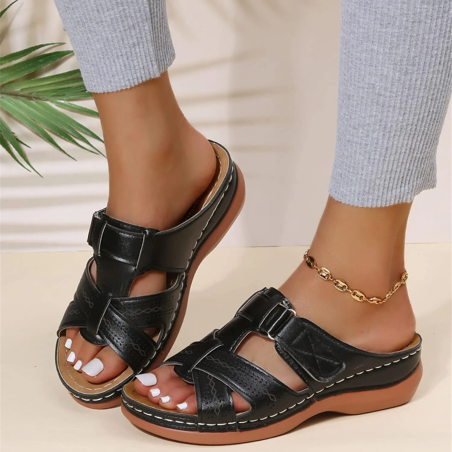Ladmiple Orthopedic Sandals For Women Elegant Comfortable Walking Flip Flops Dressy Summer Orthotic Slides with Arch Support