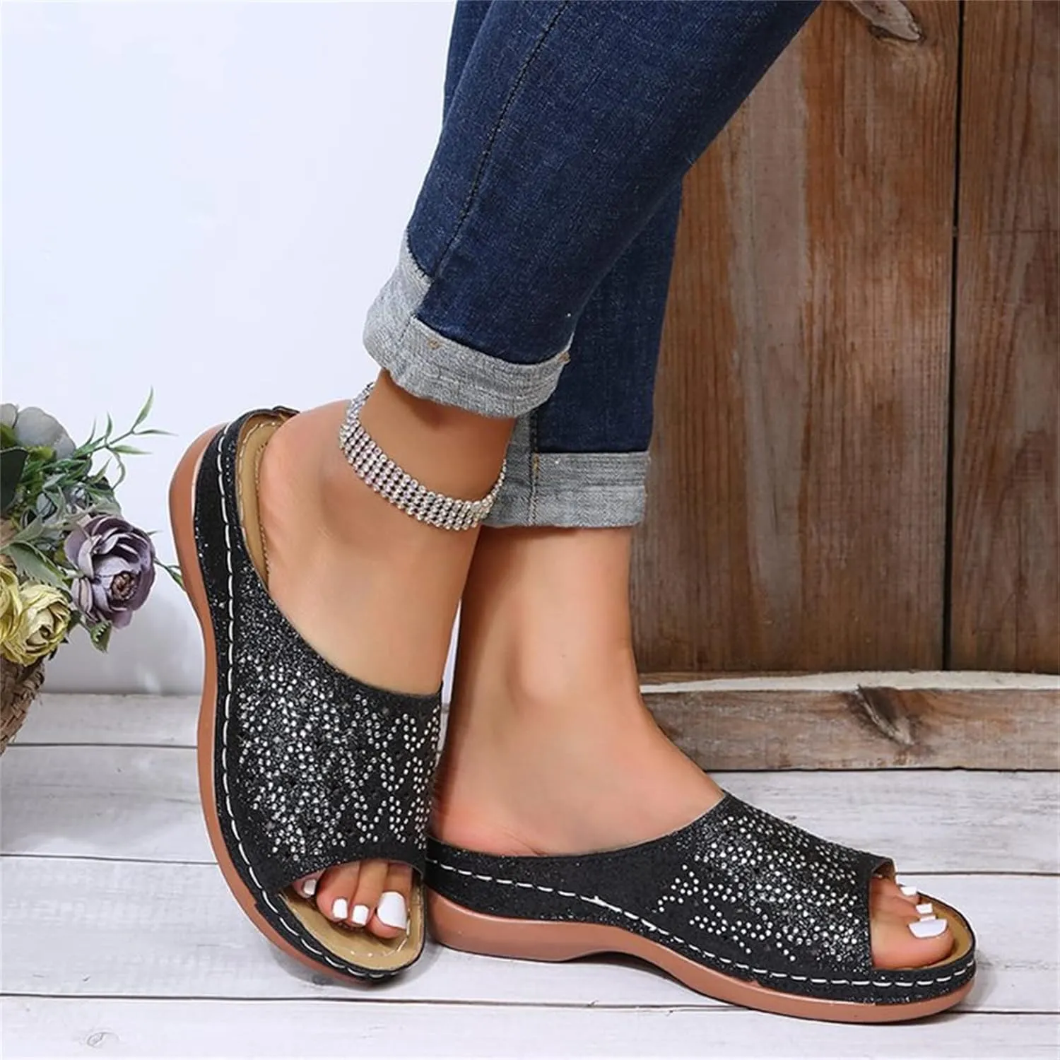 Ladmiple Orthopedic Slippers For Women Plantar Fasciitis Arch Support Orthotic Sandals Flips Flops Slides for Flat feet