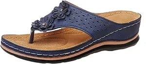 Ladmiple Sandals Women Comfortable Dressy Slip On Flat Sandals Arch Support Orthotic Slides Summer Orthopedic Flip Flops