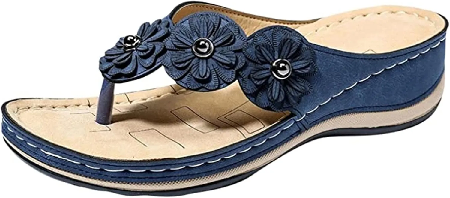 Ladmiple Sandals Women Comfortable Walking Arch Support Orthopedic Orthotic Flip Flops Dressy Summer Cute Slides Beach Shoes