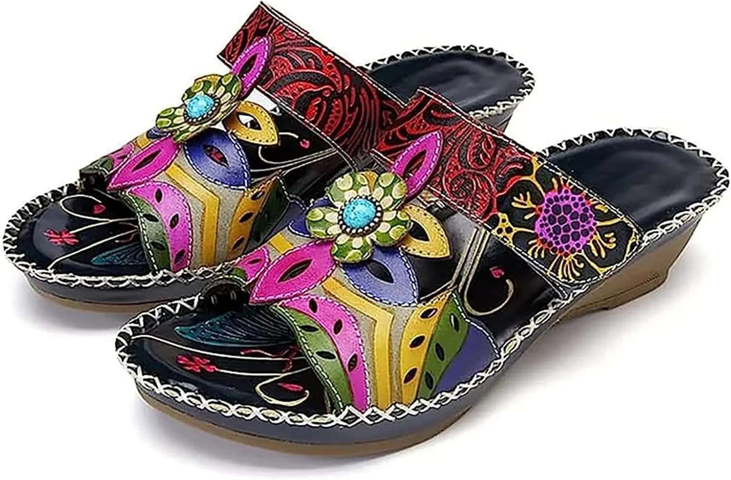 Ladmiple Sandals Women Dressy Summer Flat Walking Comfortable Arch Support Orthopedic Slides Slippers for Plantar Fasciitis
