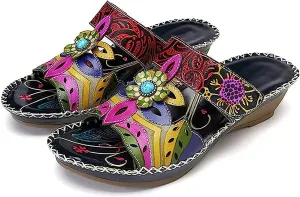 Ladmiple Sandals Women Dressy Summer Flat Walking Comfortable Arch Support Orthopedic Slides Slippers for Plantar Fasciitis