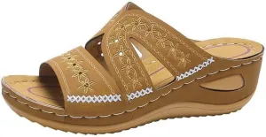 Ladmiple Sandals Women Fashion Wedges Orthopedic Sandals Comfortable Arch Support Orthotic Flip Flops Dressy Summer Slides