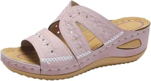 Ladmiple Sandals Women Fashion Wedges Orthopedic Sandals Comfortable Arch Support Orthotic Flip Flops Dressy Summer Slides