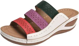 Ladmiple Sandals Women Wedge Comfortable Orthopedic Slides Dressy Casual Summer Slip On Orthotic Flip Flops With Arch Support