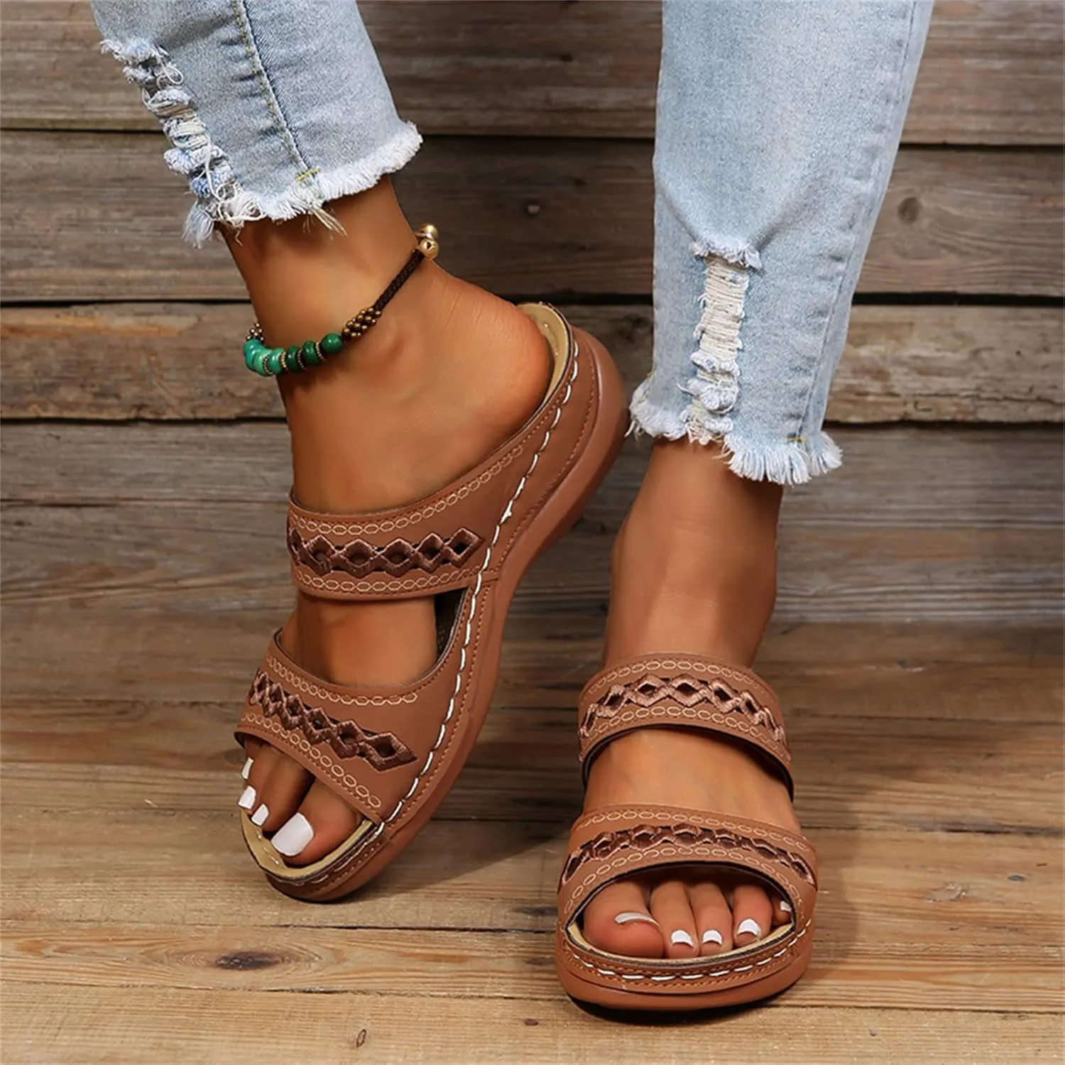 Ladmiple Women's Sandals Comfortable Dressy Slip On Orthotic Flip Flops Casual Orthopedic Summer Shoes With Arch Support