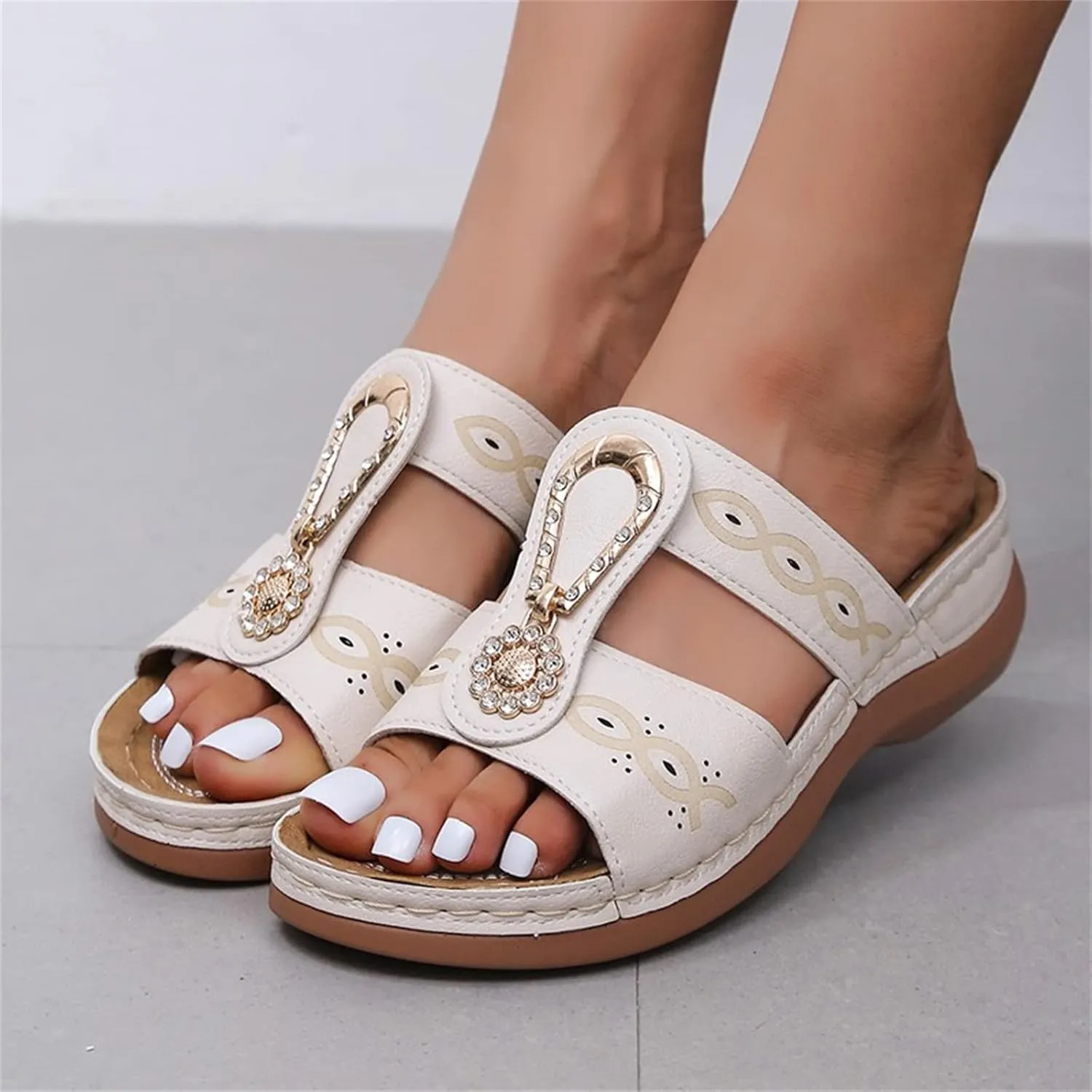 Ladmiple Womens Sandals Comfortable Walking Arch Support Orthotic Flip Flops Dressy Summer Cute Orthopedic Slides Beach Shoes