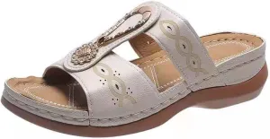 Ladmiple Womens Sandals Comfortable Walking Arch Support Orthotic Flip Flops Dressy Summer Cute Orthopedic Slides Beach Shoes