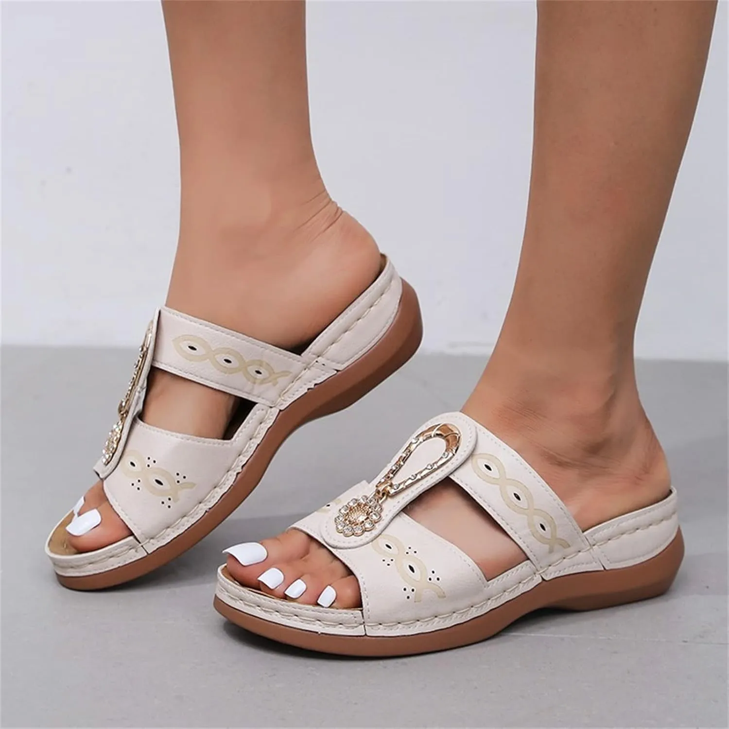 Ladmiple Womens Sandals Comfortable Walking Arch Support Orthotic Flip Flops Dressy Summer Cute Orthopedic Slides Beach Shoes