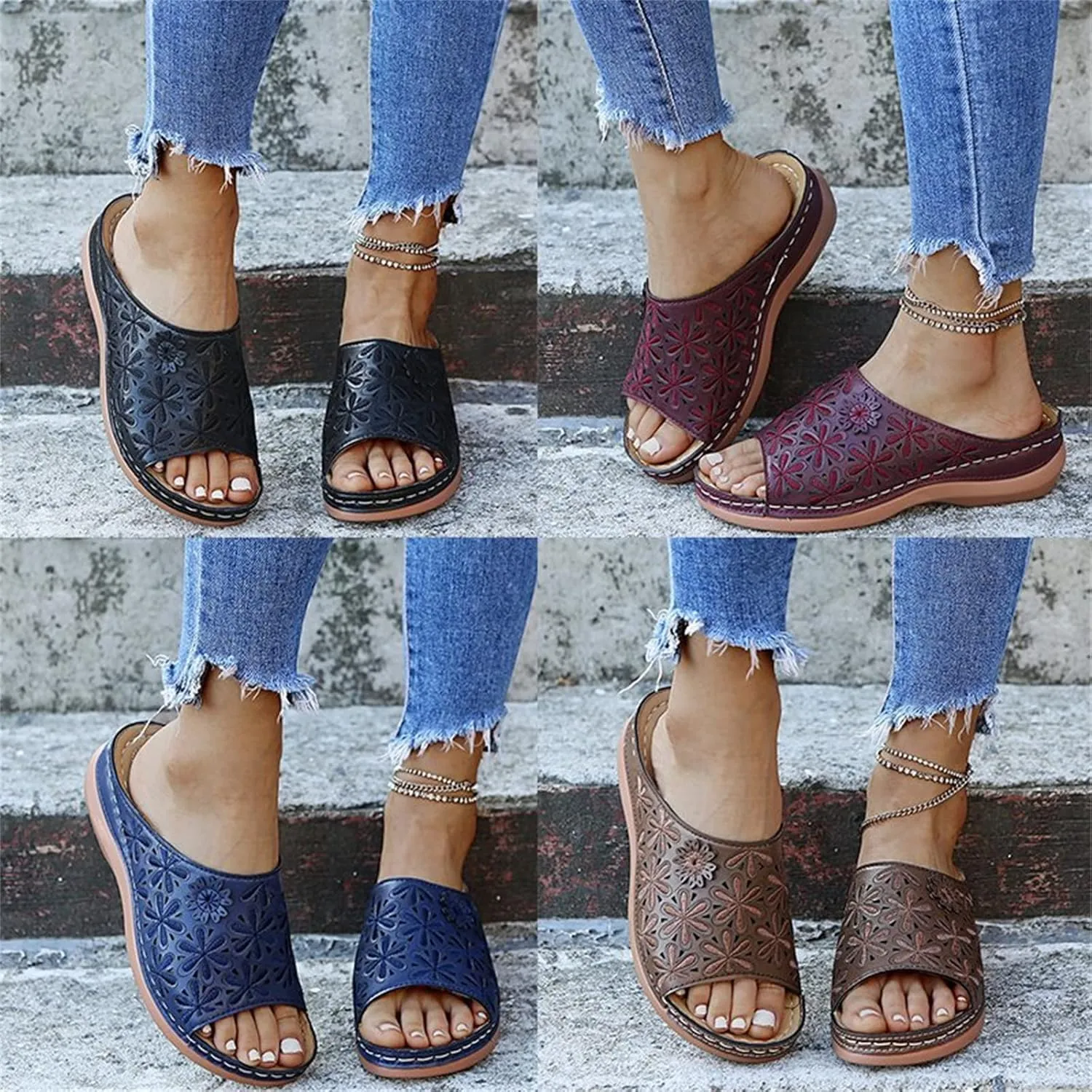 Ladmiple Womens Sandals With Arch Support Walking Orthotic Slides Dressy Summer Comfortable Orthopedic Flip Flops Beach Shoes