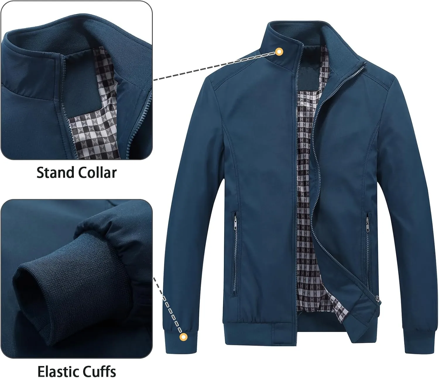 Lamgool Mens Lightweight Jackets Light Windbreaker Casual Flight Jackets Spring Fall Active Coat Outwear