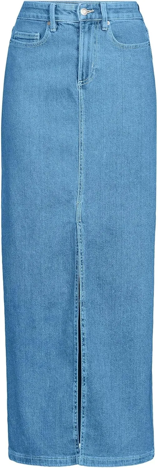 Lands' End Women's Soft Denim Maxi Skirt