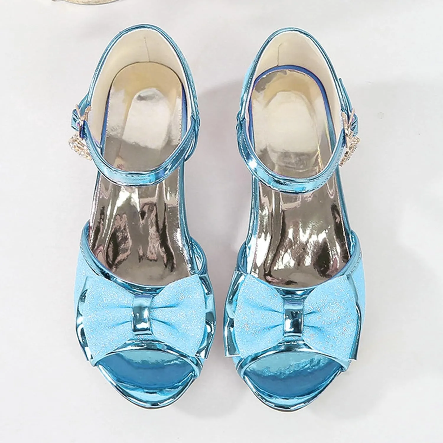 Leather Shoes Sandals for Girls Fish Mouth Glitter Sequins Girls High Heel Sandals Fashion Shoes Children's Single