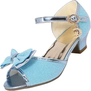 Leather Shoes Sandals for Girls Fish Mouth Glitter Sequins Girls High Heel Sandals Fashion Shoes Children's Single