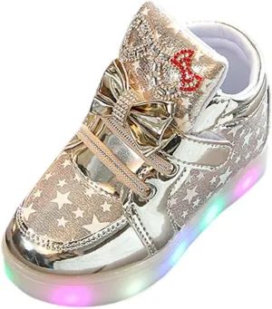 Light up Shoes for Toddler Baby Shoes Girl Flashing High Top Sneakers Winter Warm Non Slip First Walking Shoes