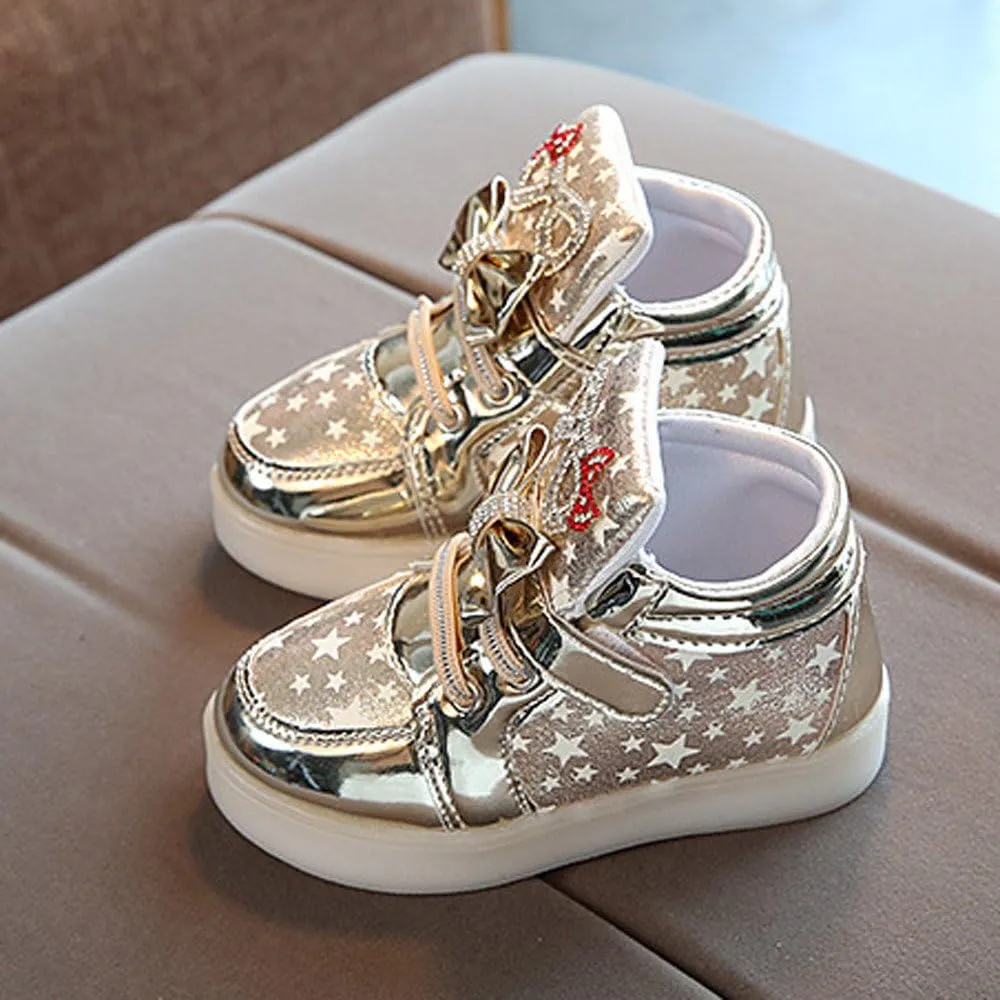 Light up Shoes for Toddler Baby Shoes Girl Flashing High Top Sneakers Winter Warm Non Slip First Walking Shoes