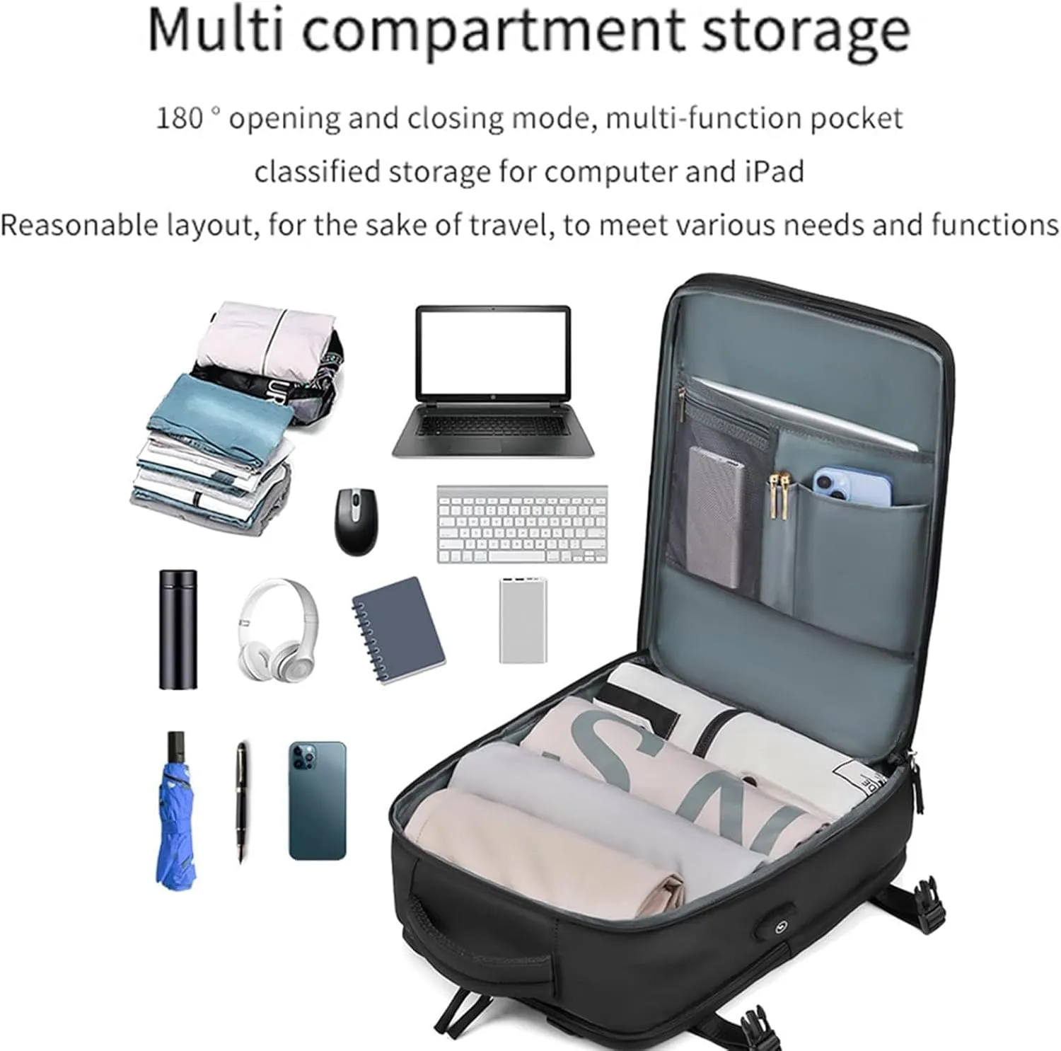Liwave Travel Backpack, Premium Modular Organizer 38l Waterproof Laptop Backpack With USB Charging (Dark Green)