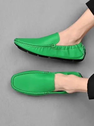 Loafers for Men Solid Color Apron Toe Driving Loafers Leather Resistant Flexible Comfortable Outdoor Walking Slip On