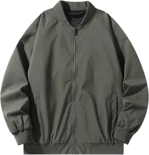 Men Bomber Jacket Lightweight Causal Flight Windbreaker Zip Up Light Track Jackets Outdoor Travel Golf Coats for Men