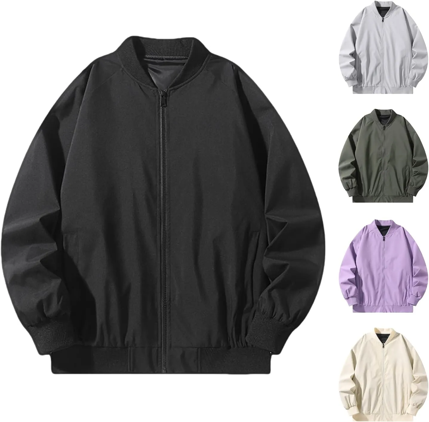 Men Bomber Jacket Lightweight Causal Flight Windbreaker Zip Up Light Track Jackets Outdoor Travel Golf Coats for Men