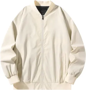 Men Bomber Jacket Lightweight Causal Flight Windbreaker Zip Up Light Track Jackets Outdoor Travel Golf Coats for Men