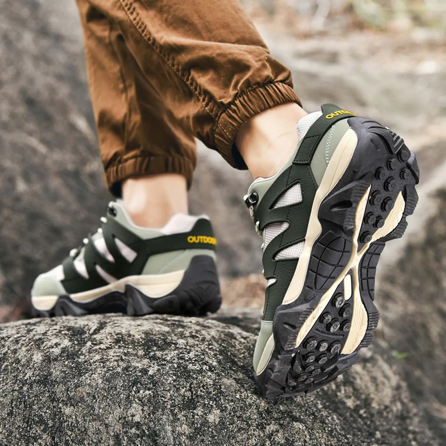 Men's Anti-slip Climbing Shoes Breathable Comfortable Hiking Shoes Outdoor Wearable Outsole Travel Shoes Outdoor Sports Walking Camping Off-road Shoes