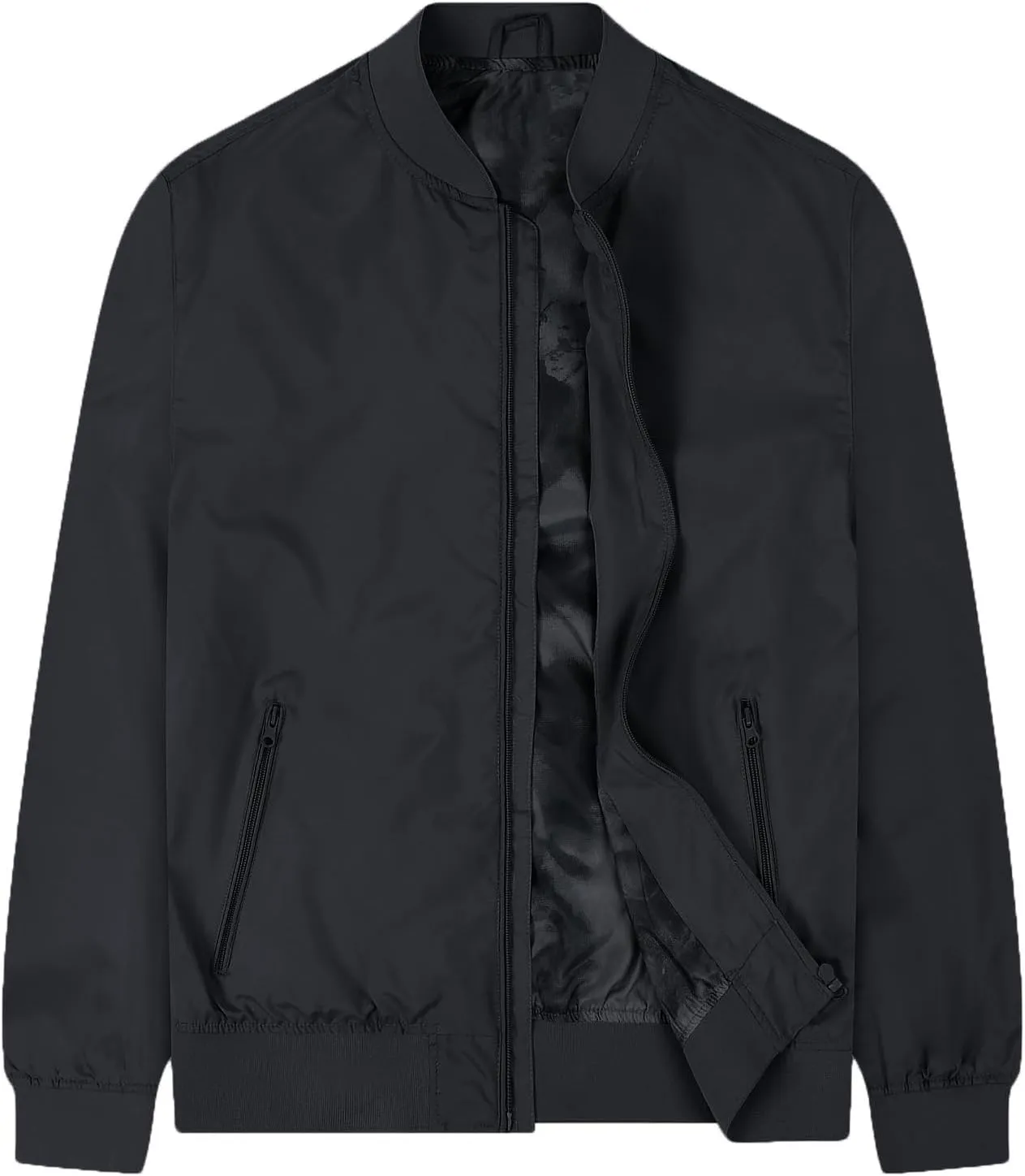 Mens Bomber Jacket Lightweight Causal Windbreaker Flight Light Track Jackets Waterproof Zipup Outdoor Travel Golf Coat