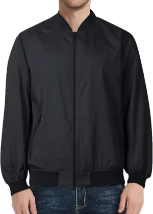 Mens Bomber Jacket Lightweight Causal Windbreaker Flight Light Track Jackets Waterproof Zipup Outdoor Travel Golf Coat