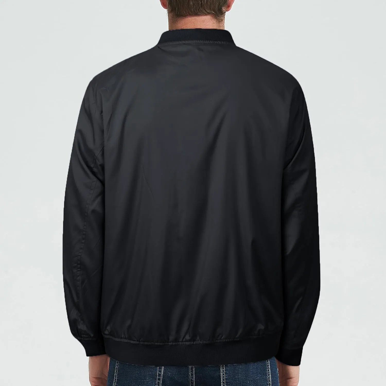 Mens Bomber Jacket Lightweight Causal Windbreaker Flight Light Track Jackets Waterproof Zipup Outdoor Travel Golf Coat
