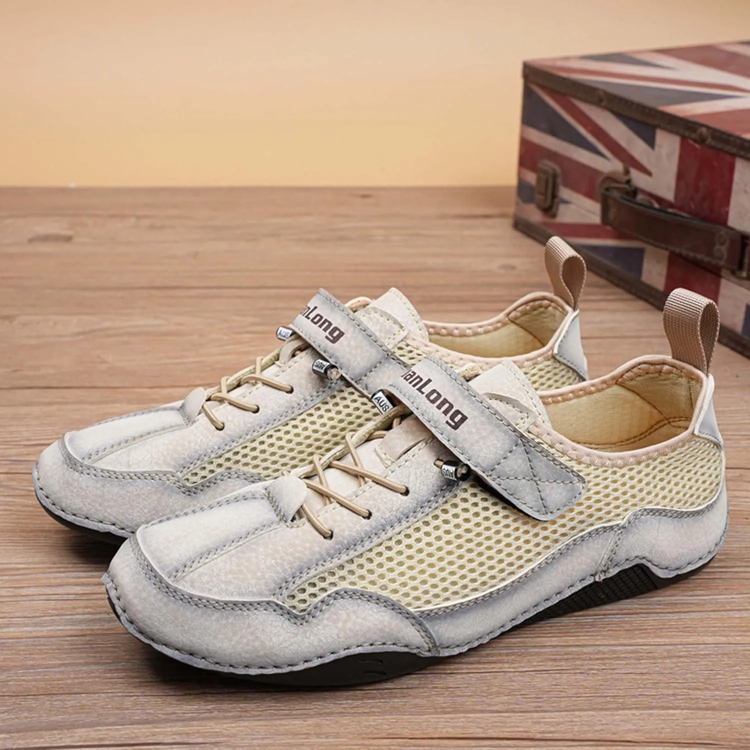 Men's Casual Sports Hiking Shoes Breathable Mesh Running Sneakers-Outdoor Anti-slip Climbing Cross-country Camping Shoes-Comfortable Soft-soled Loafers Business Office Shoes
