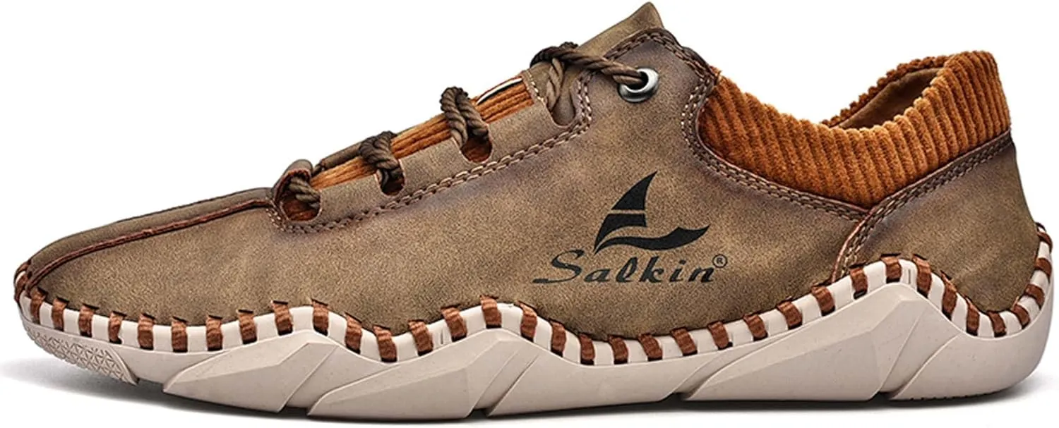 Men's Casual Walking Shoes Fashion Sneakers Lace-up Loafers Retro Business Office Shoes Men's Outdoor Sports Hiking Driving Shoes Men's Large Size Leather Shoes