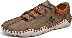 Men's Casual Walking Shoes Fashion Sneakers Lace-up Loafers Retro Business Office Shoes Men's Outdoor Sports Hiking Driving Shoes Men's Large Size Leather Shoes