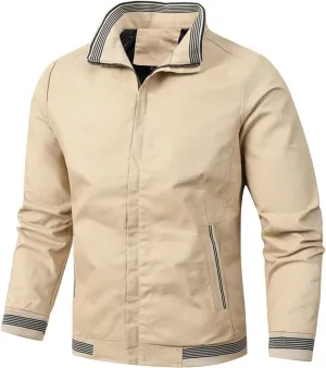 Men's Golf Full Zip up Work Dress Business Varsity Casual Lightweight Windbreaker Stylish Light Jackets
