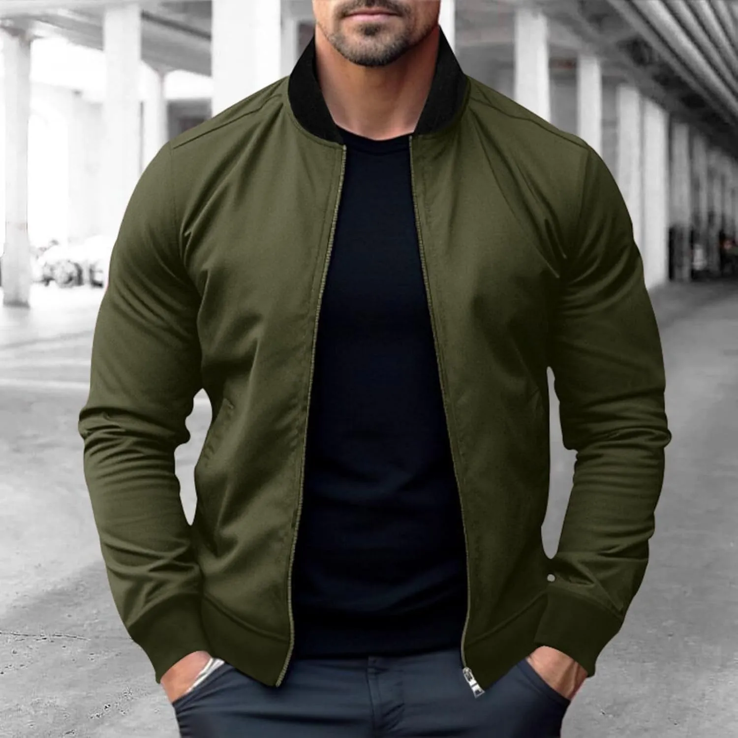 Men's Lightweight Bomber Jacket Jacket Full Zip Light Spring Fall Windbreaker Casual Stylish Golf Jackets for Men