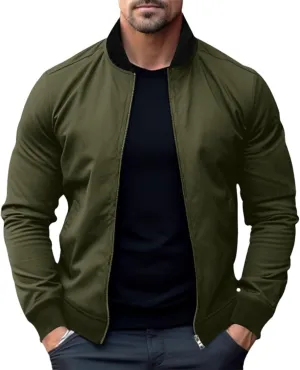 Men's Lightweight Bomber Jacket Jacket Full Zip Light Spring Fall Windbreaker Casual Stylish Golf Jackets for Men