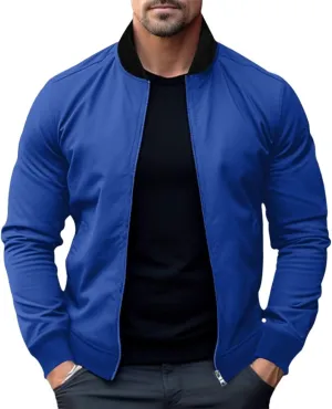 Men's Lightweight Bomber Jacket Jacket Full Zip Light Spring Fall Windbreaker Casual Stylish Golf Jackets for Men