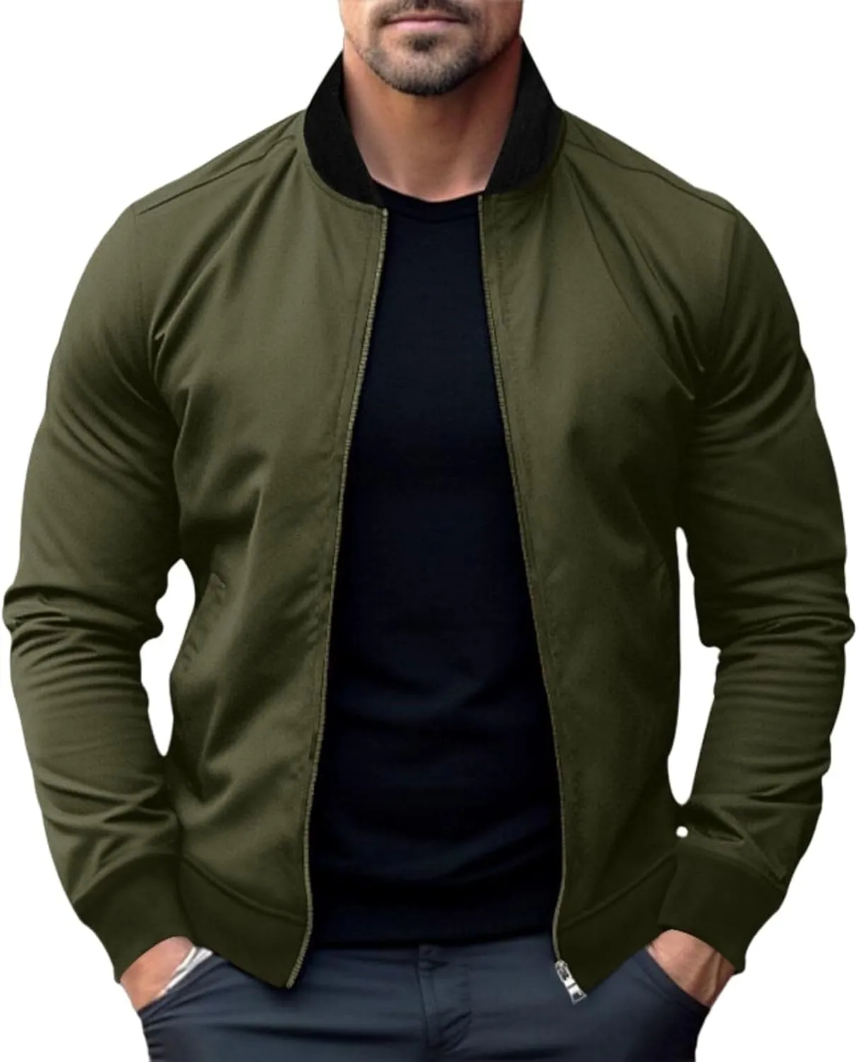 Men's Lightweight Bomber Jacket Jacket Full Zip Light Spring Fall Windbreaker Casual Stylish Golf Jackets for Men
