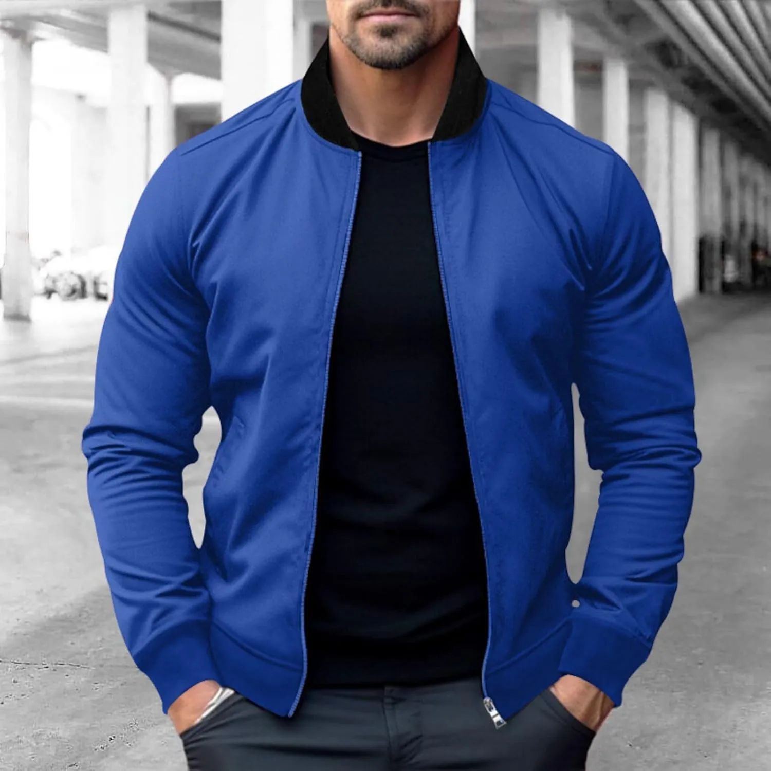 Men's Lightweight Bomber Jacket Jacket Full Zip Light Spring Fall Windbreaker Casual Stylish Golf Jackets for Men