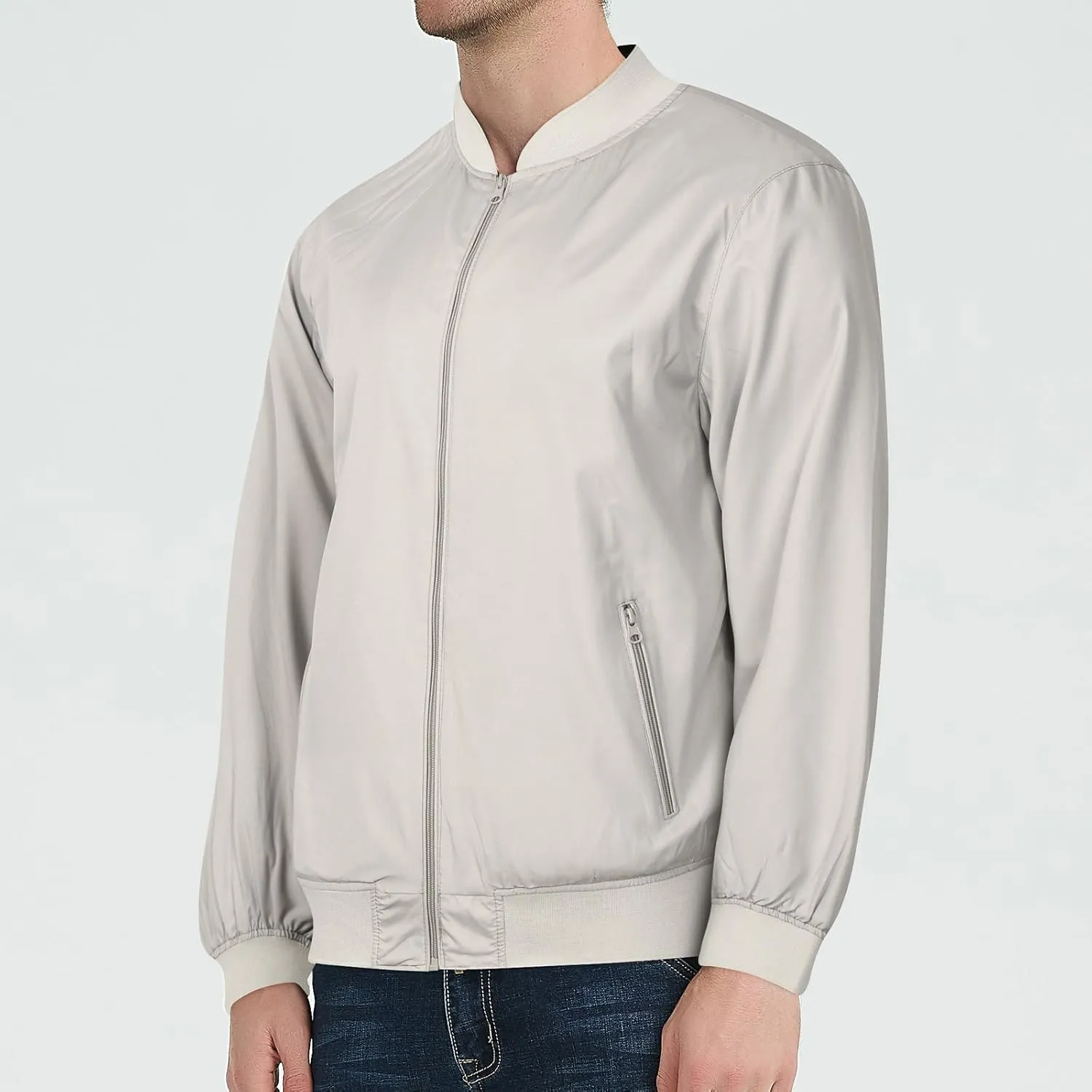 Men's Lightweight Bomber Jacket Spring Fall Causal Fashion Flight Windbreaker Golf Light Jacket Windproof Zip Up Coat