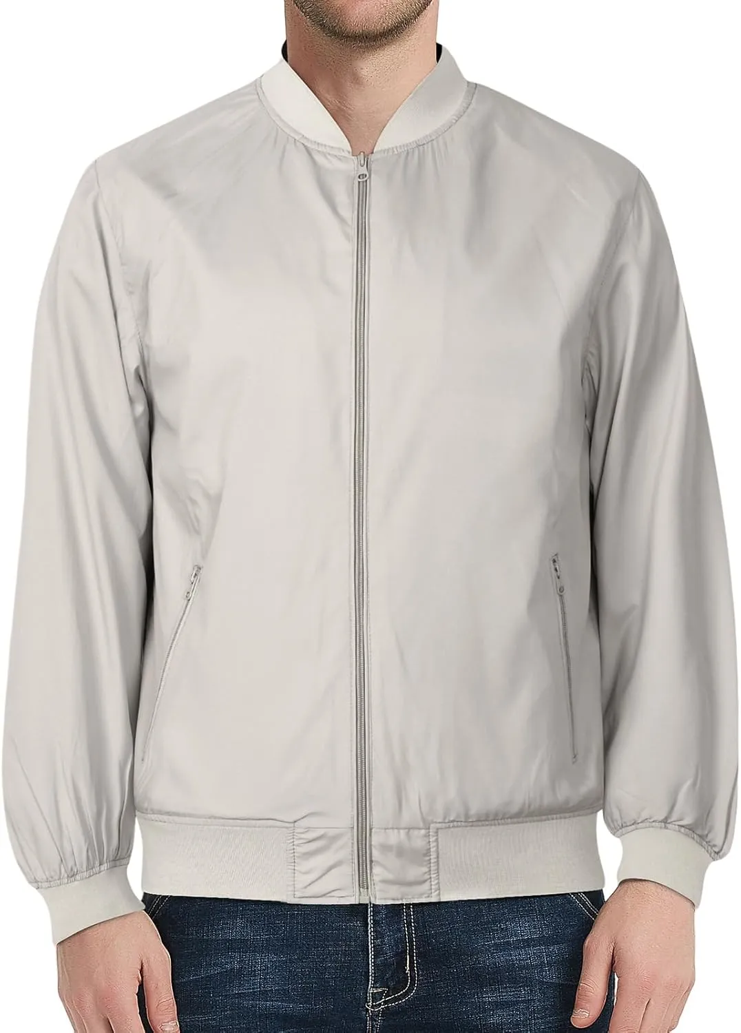 Men's Lightweight Bomber Jacket Spring Fall Causal Fashion Flight Windbreaker Golf Light Jacket Windproof Zip Up Coat